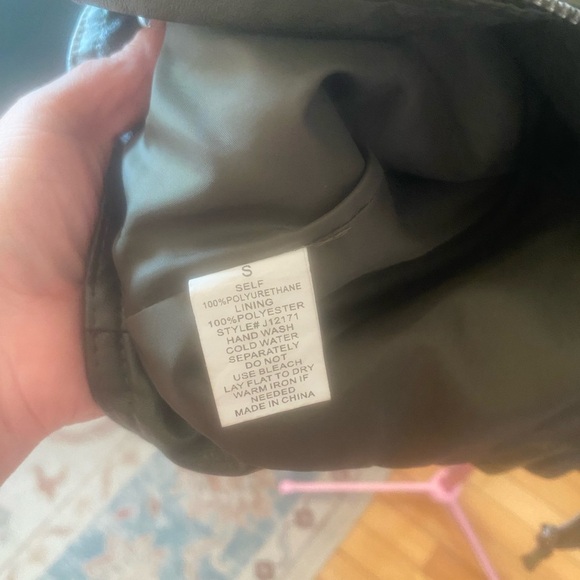New Without Tags Blue B Faux Leather Jacket Army Green - Picture 4 of 6
